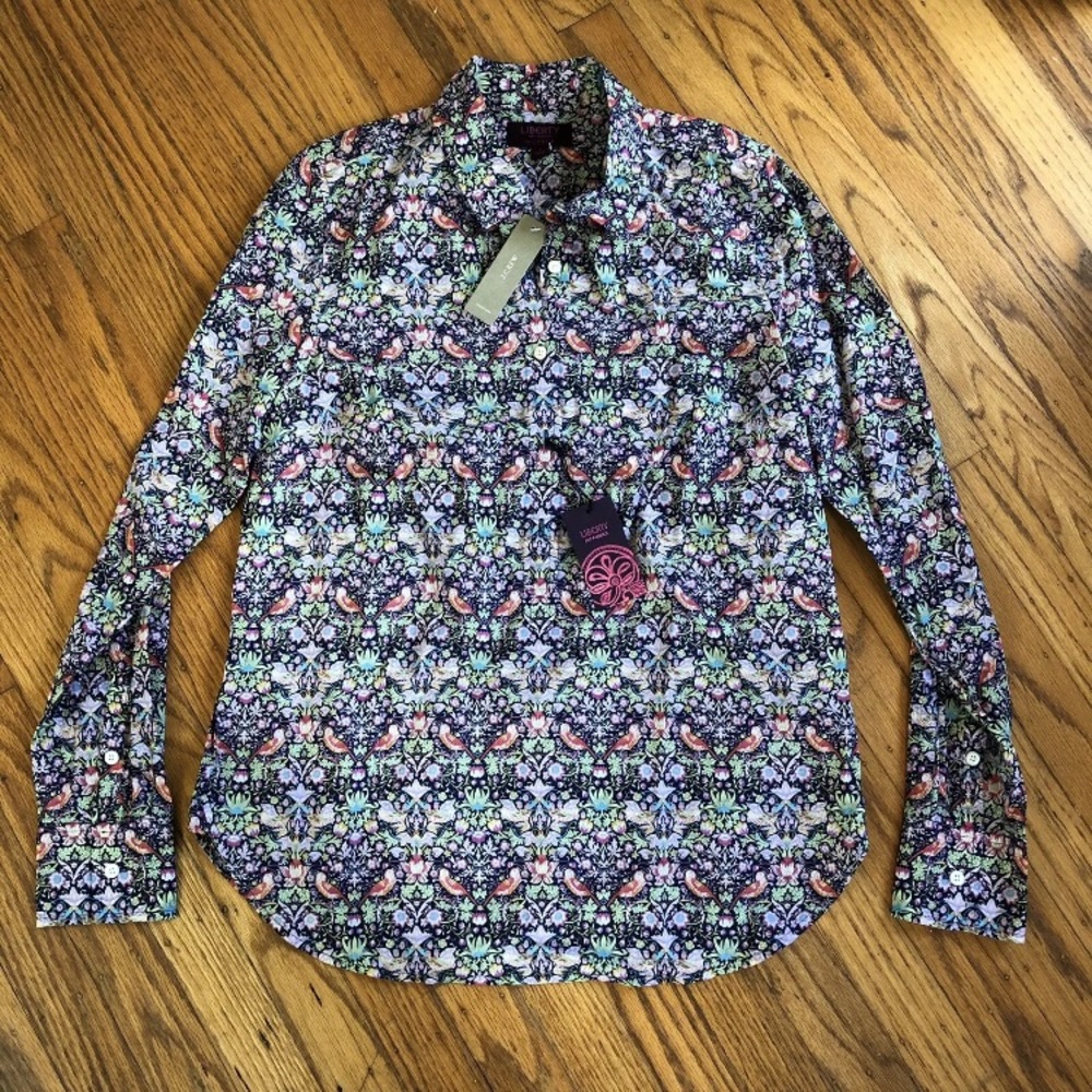 JCrew Liberty Strawberry Thief Popover